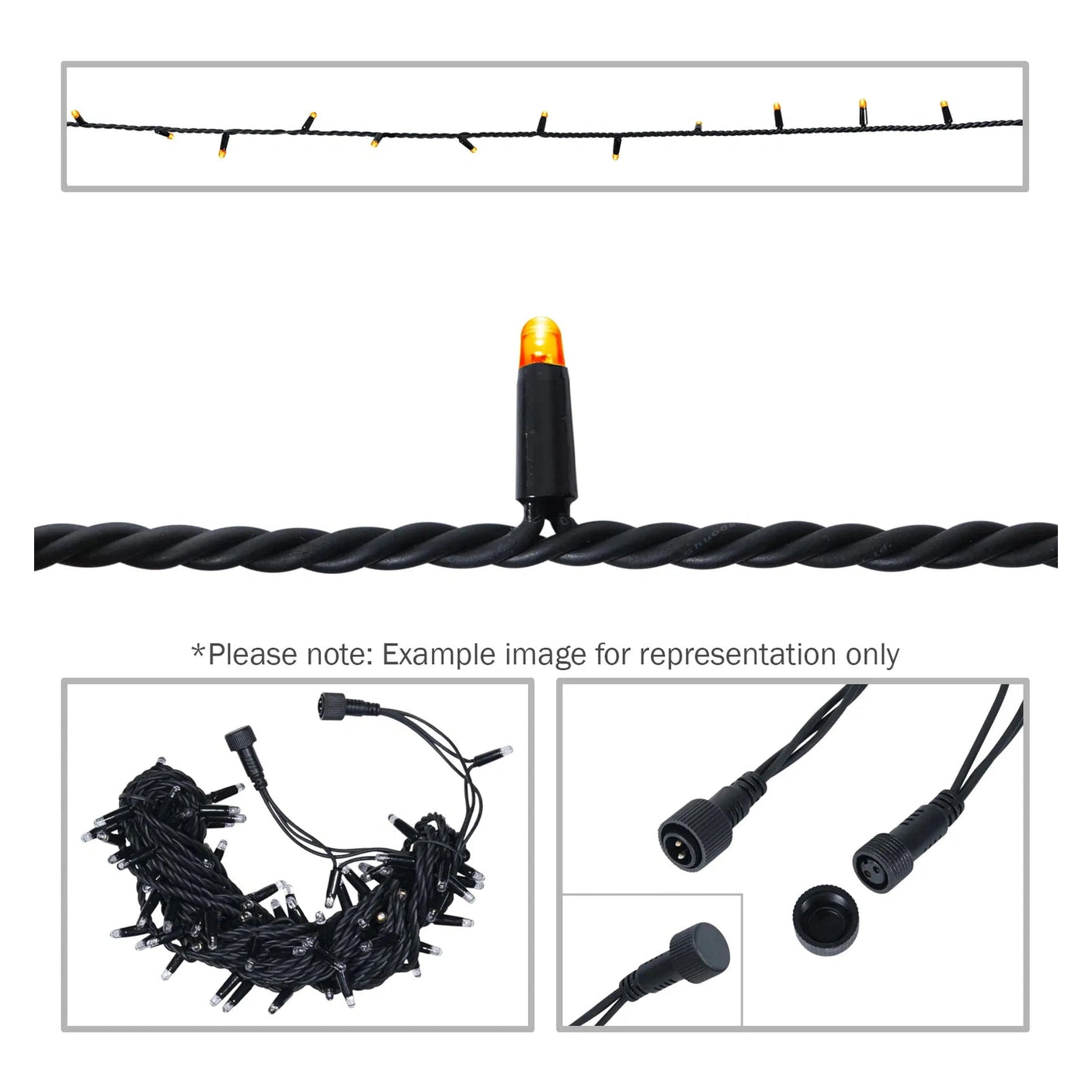 Elumen8 10m Heavy-Duty Rubber Dimmable LED String Lights – Orange, Black Cable 1
