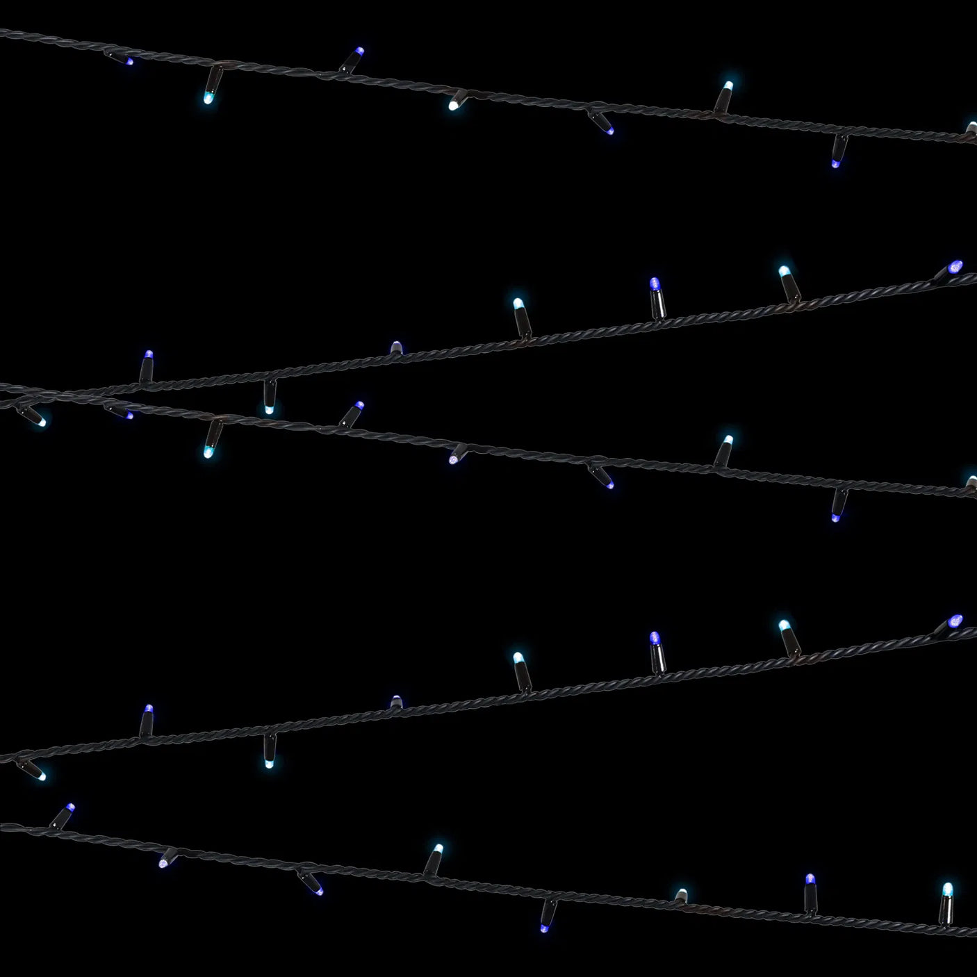 Elumen8 10m Heavy-Duty Rubber Dimmable LED String Lights – Blue & Cool White, Black Cable 2