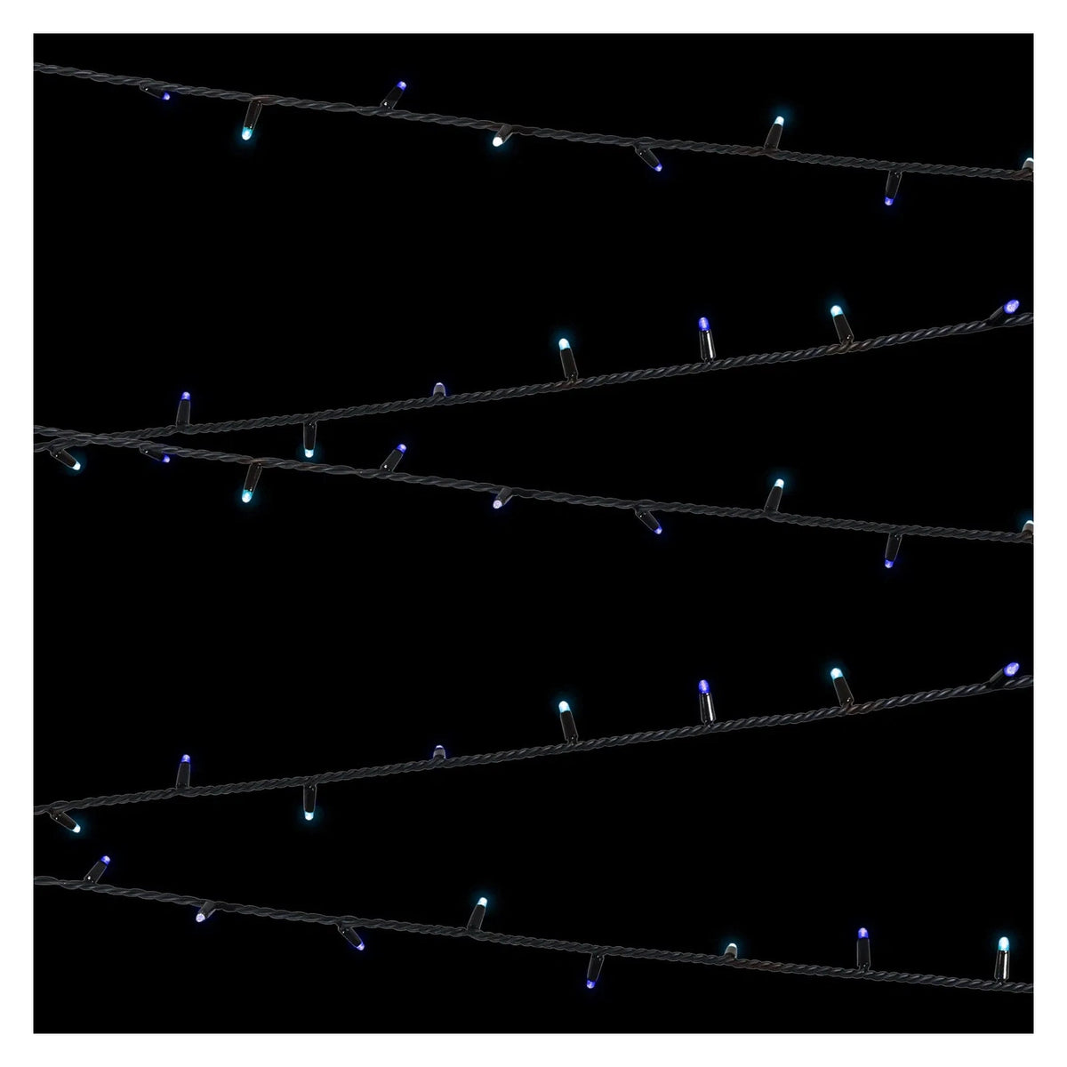 Elumen8 10m Heavy-Duty Rubber Dimmable LED String Lights – Blue & Cool White, Black Cable 2