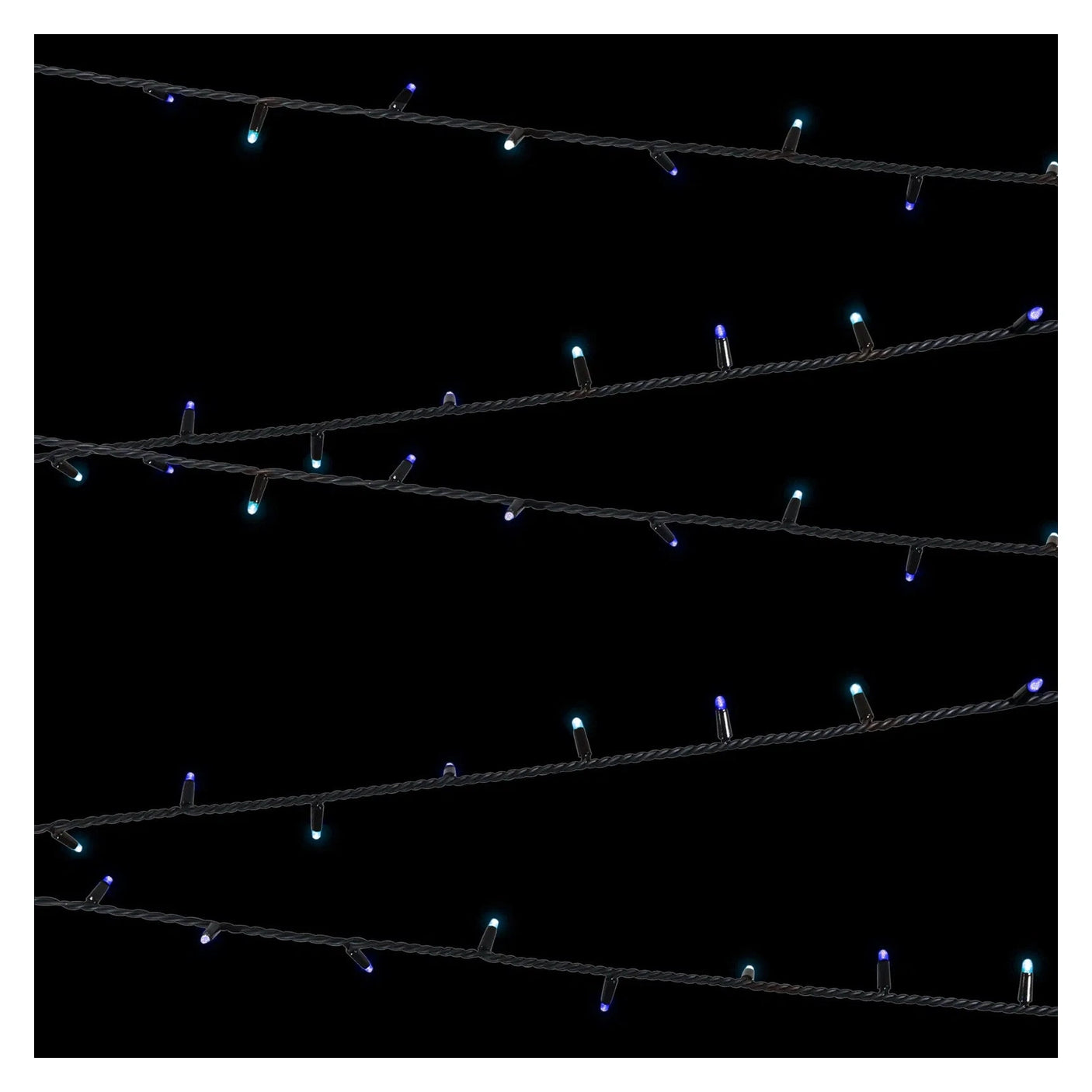 Elumen8 10m Heavy-Duty Rubber Dimmable LED String Lights – Blue & Cool White, Black Cable 2