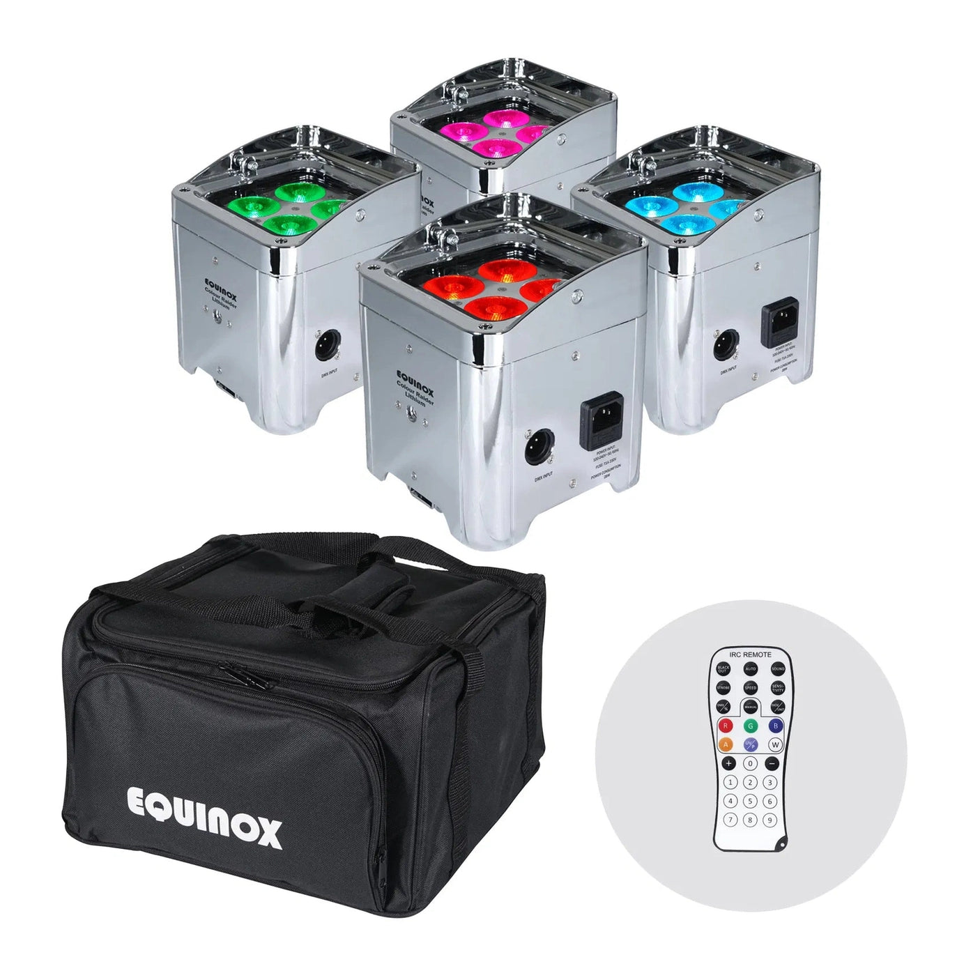 Equinox Colour Raider Lithium Battery Uplighter Pack Chrome Housing 1