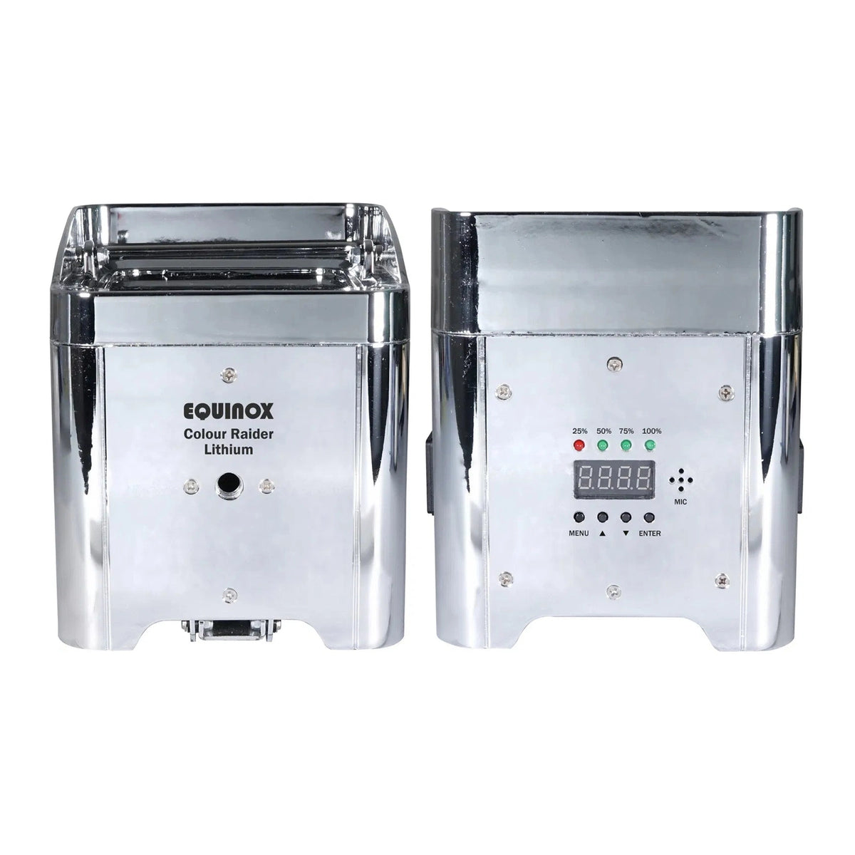 Equinox Colour Raider Lithium Battery Uplighter Pack - 4 x 6W RGWB LEDs Chrome Housing 4