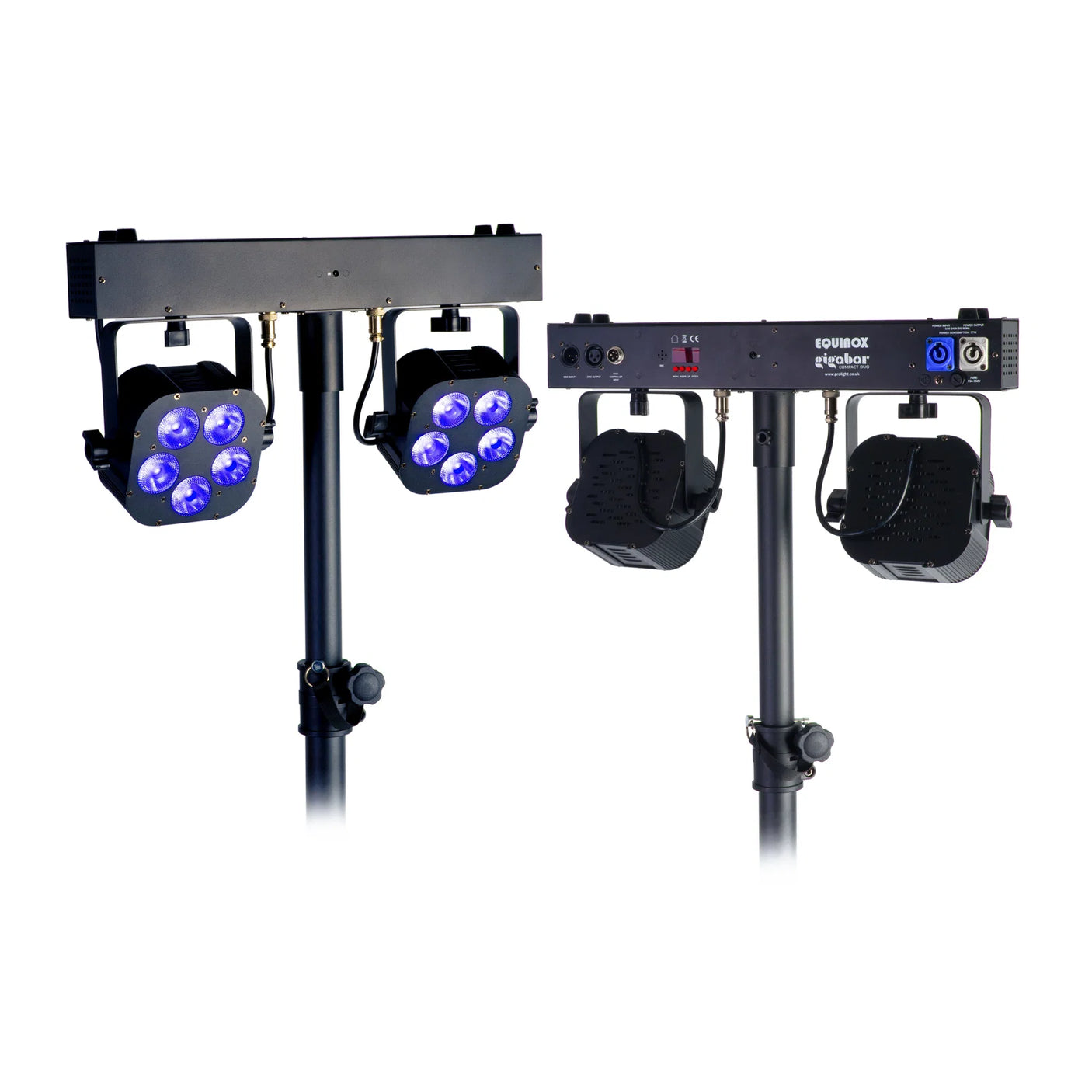Equinox Gigabar Compact Duo Bar System - Twin LED T-Bar With Stands, Bags & Foot Control