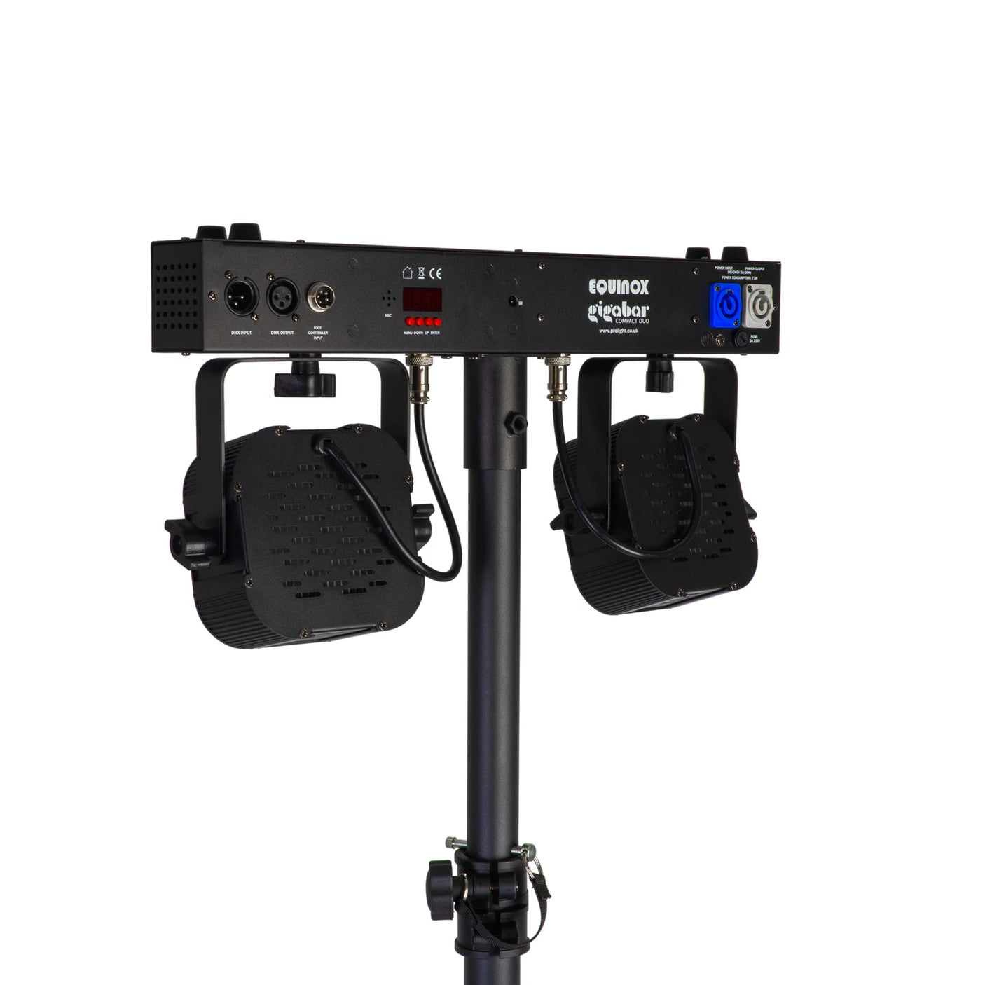 Equinox Gigabar Compact Duo Bar System - Twin LED T-Bar With Stands, Bags & Foot Control