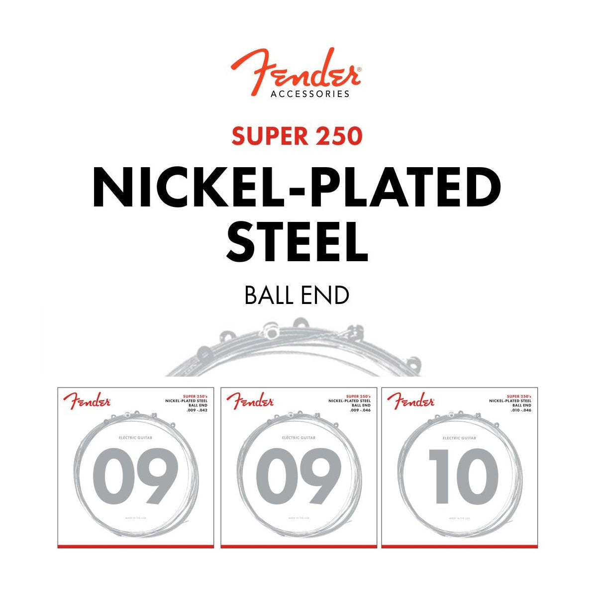 Fender Super 250's Nickel-Plated Steel Guitar String Set 1