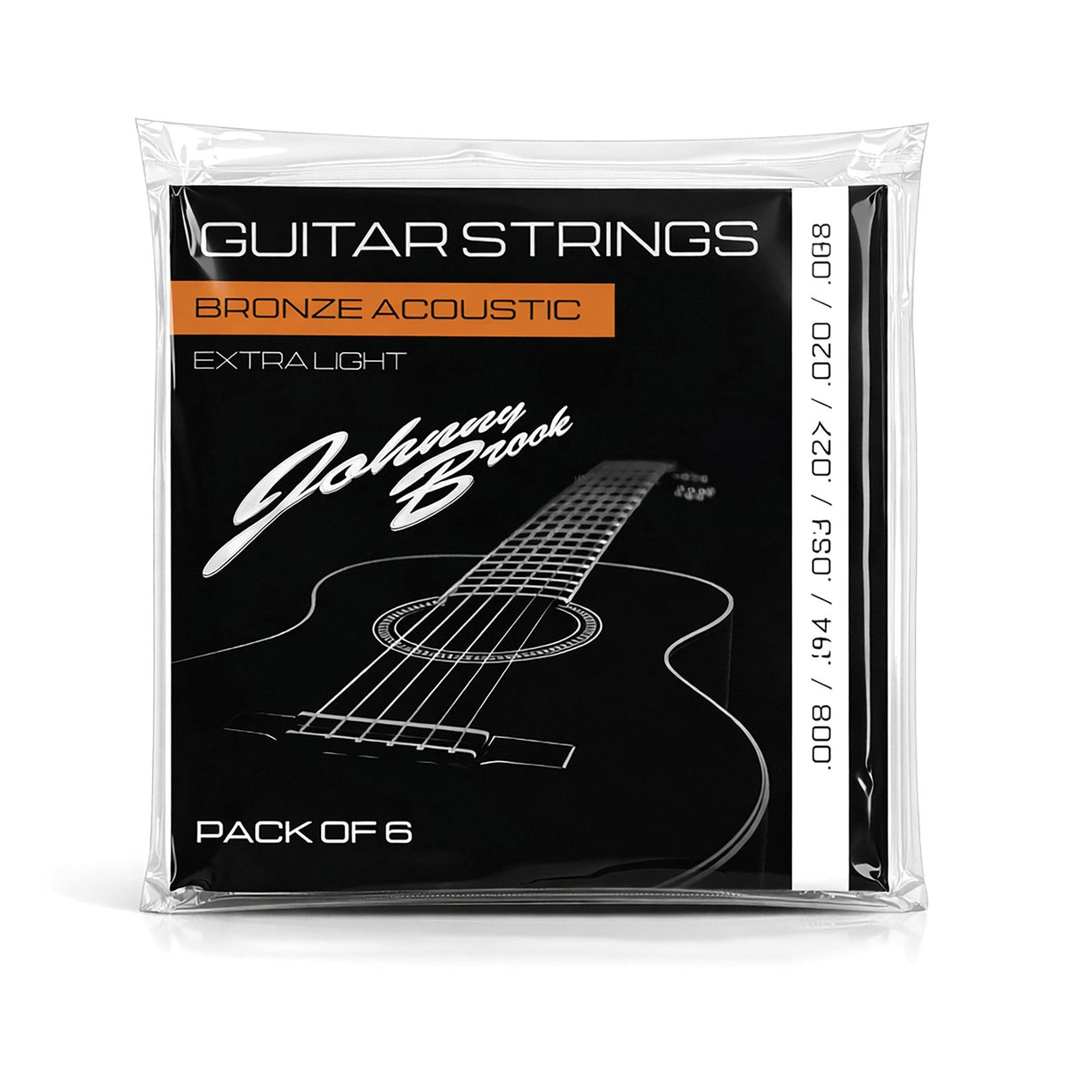 Johnny Brook Bronze Acoustic Guitar Strings, Extra Light Gauge — Set Of 6 1