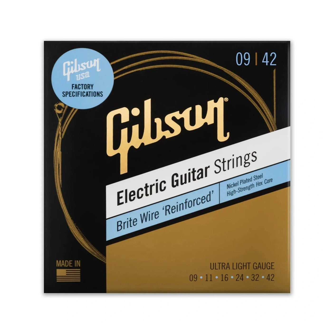 Gibson Brite Wire Reinforced 09 - 42 Electric Guitar Strings 1