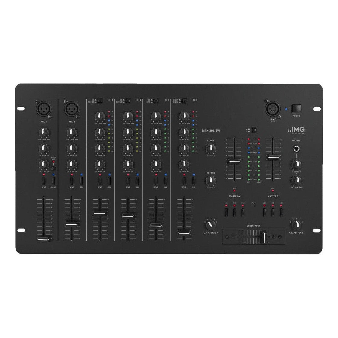 IMG Stageline MPX-206 6-Channel Stereo DJ Mixer 1