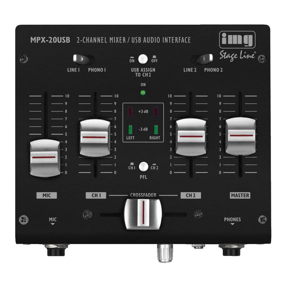 IMG Stageline MPX-20USB 3-Channel Mixer with USB Audio Interface 1