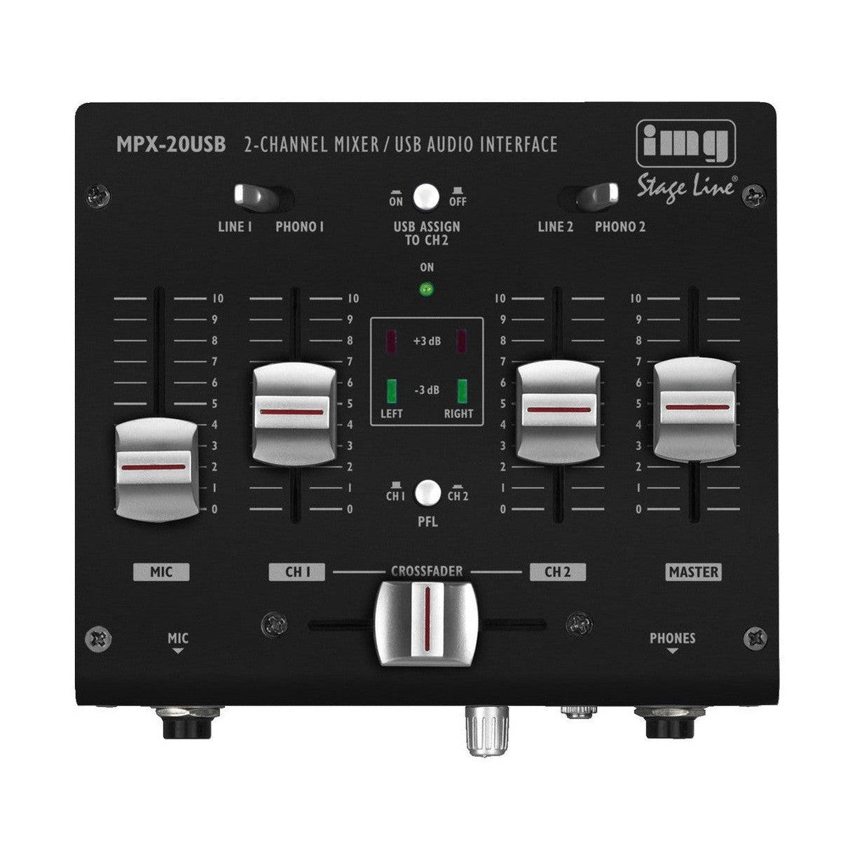 IMG Stageline MPX-20USB 3-Channel Mixer with USB Audio Interface 1