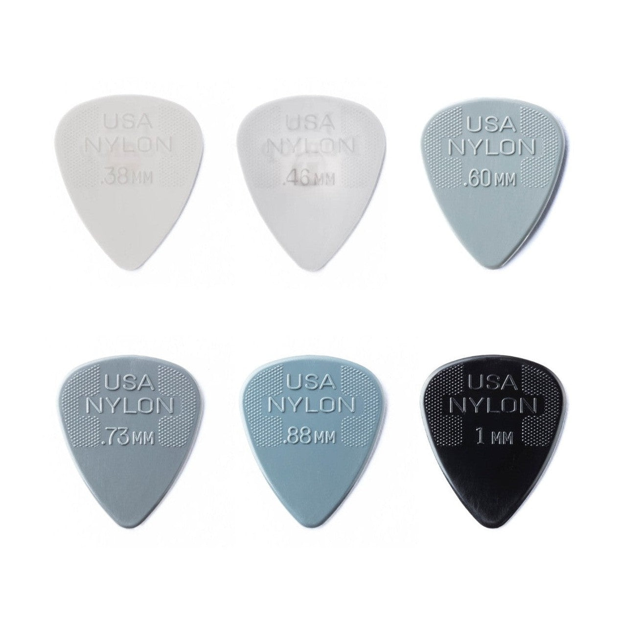 Jim Dunlop Nylon Standard Guitar Picks - 12 Pack .38mm - 1.0mm 1