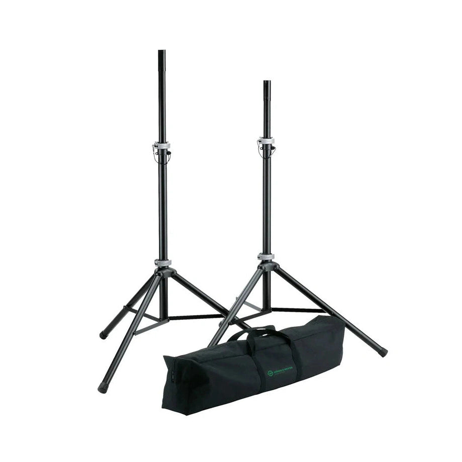 K&M Speaker Stand Package - 2 x 21450 Stands and Carry Bag 21459 1