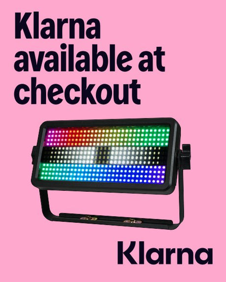 LED light with Klarna branding on a pink background