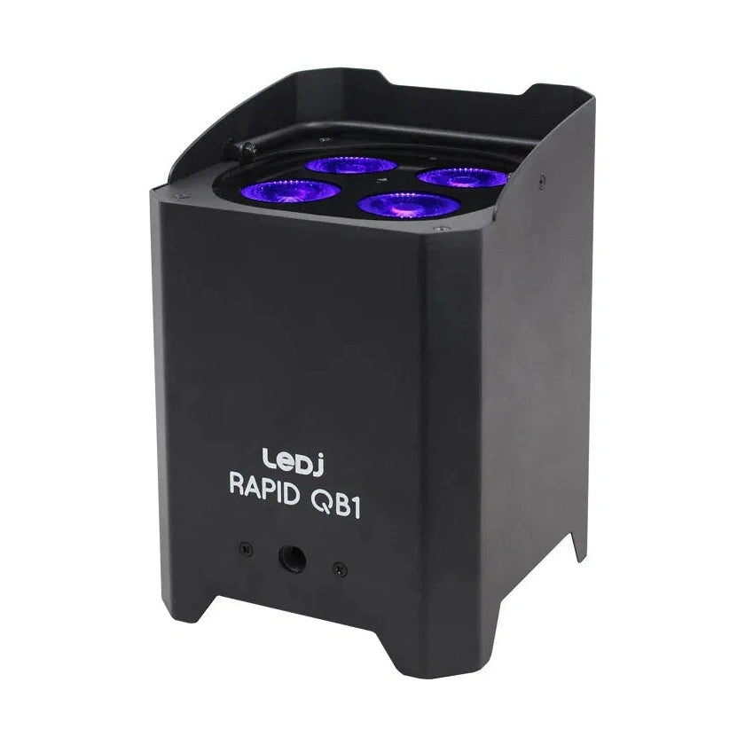 LEDj Rapid QB1 HEX IP Battery Uplighter – 4 x 12W RGBWAUV LEDs Black 2