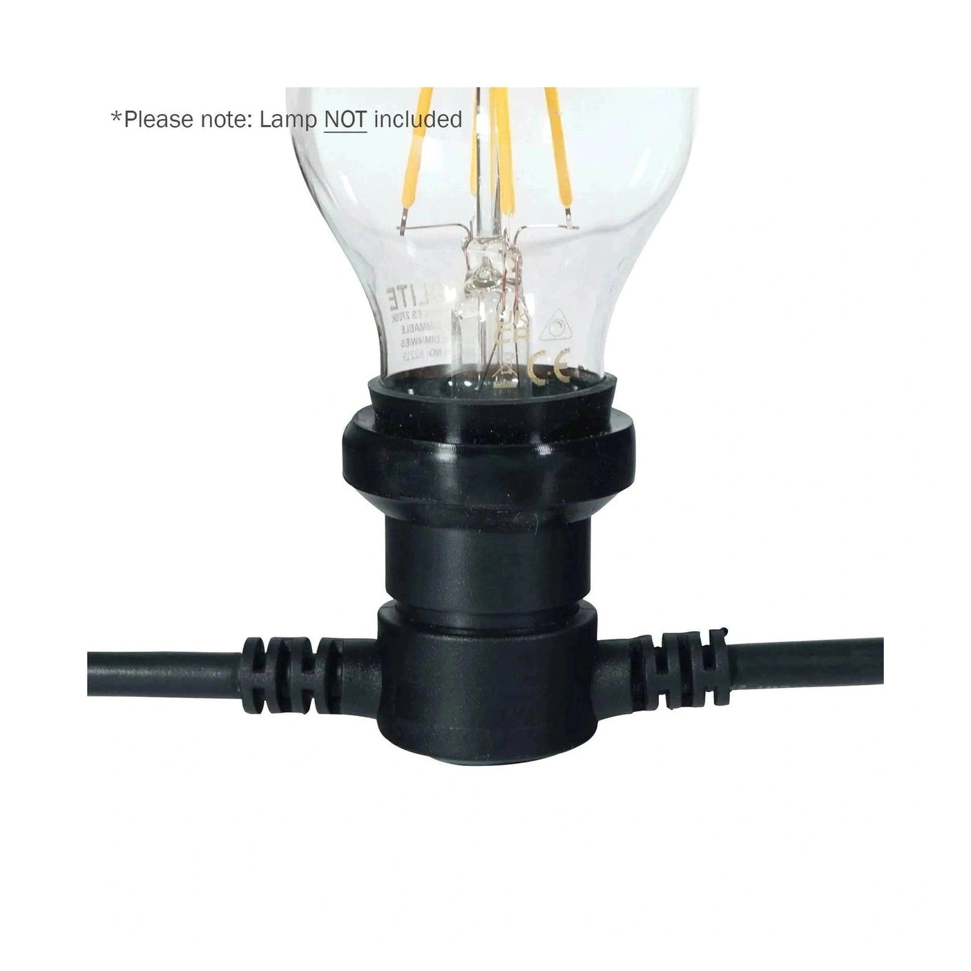 LEDj ES Rubber Festoon String 25m – 1m Spacing, 16A Plug & Socket Lamps Not Included 5