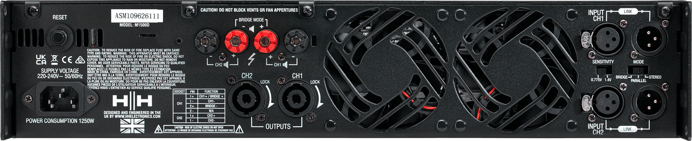 HH Audio M-1500D 2 x 1500W Stereo Power Amplifier 2