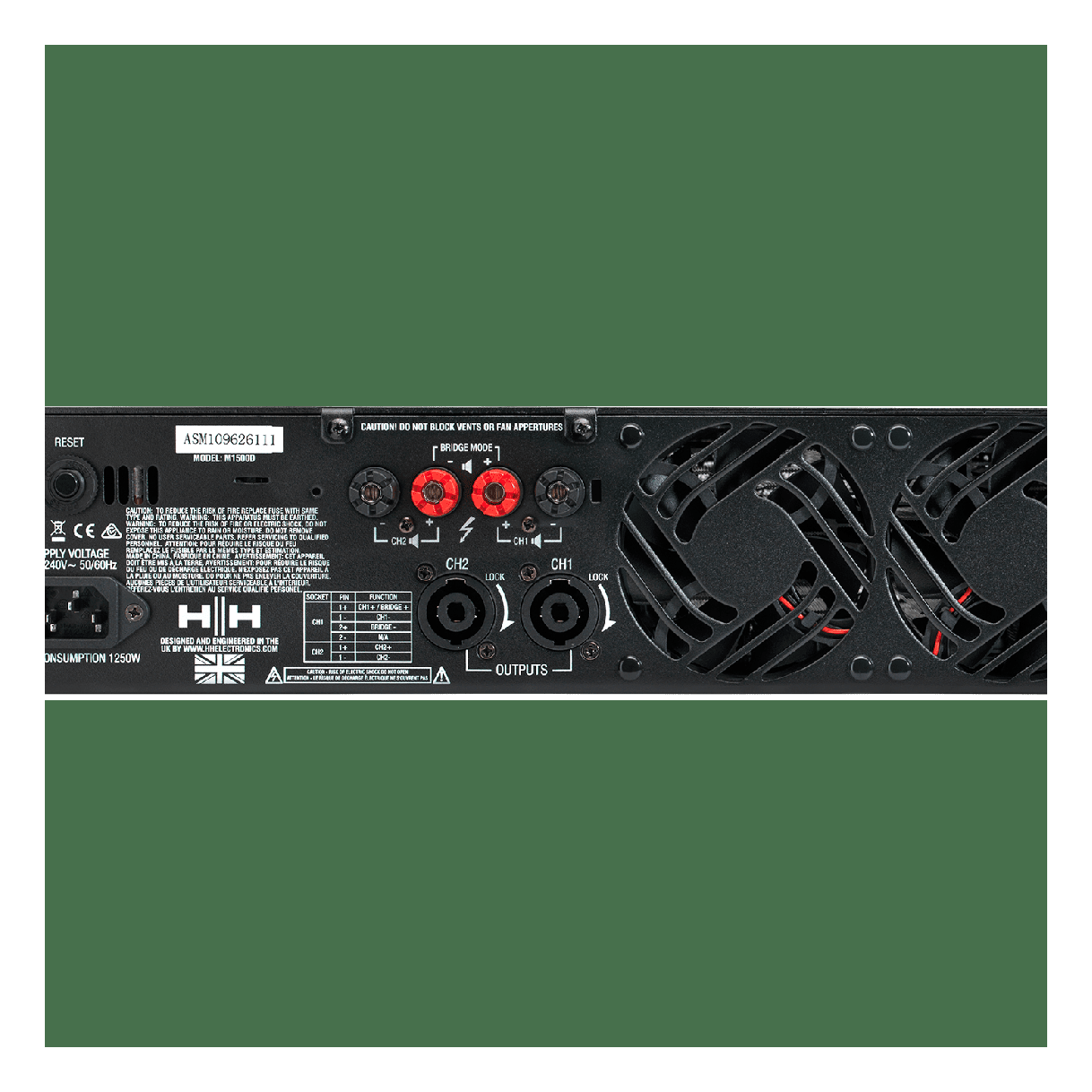 HH Audio M-1500D 2 x 1500W Stereo Power Amplifier 2