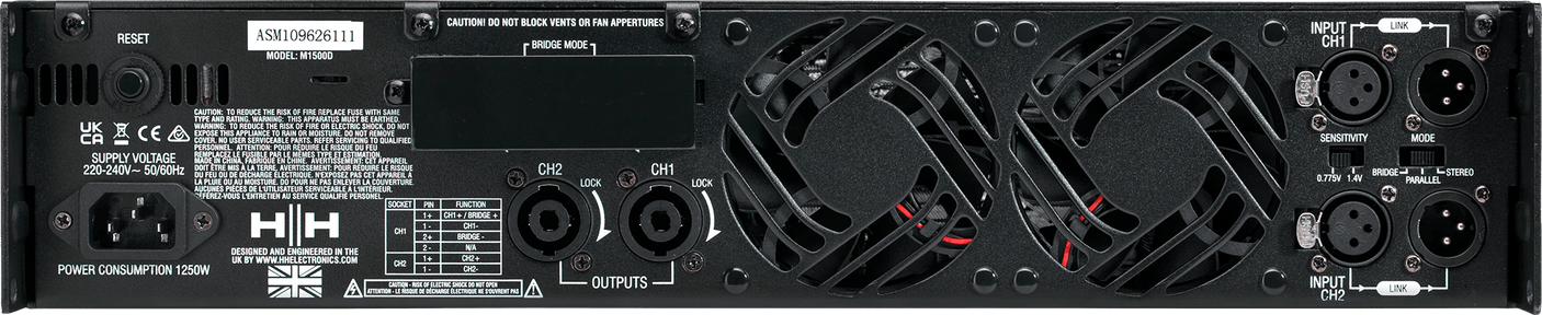 HH Audio M-1500D 2 x 1500W Stereo Power Amplifier 8