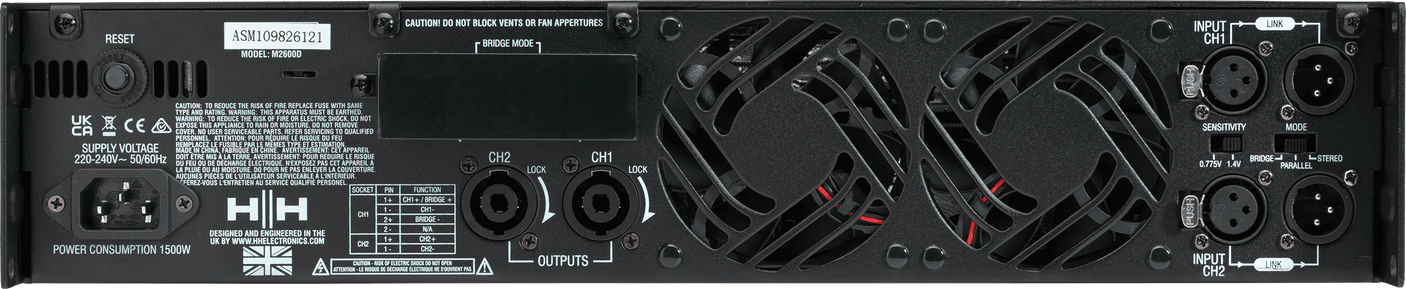 HH Audio M-2600D 2 x 2600W Stereo Power Amplifier 8