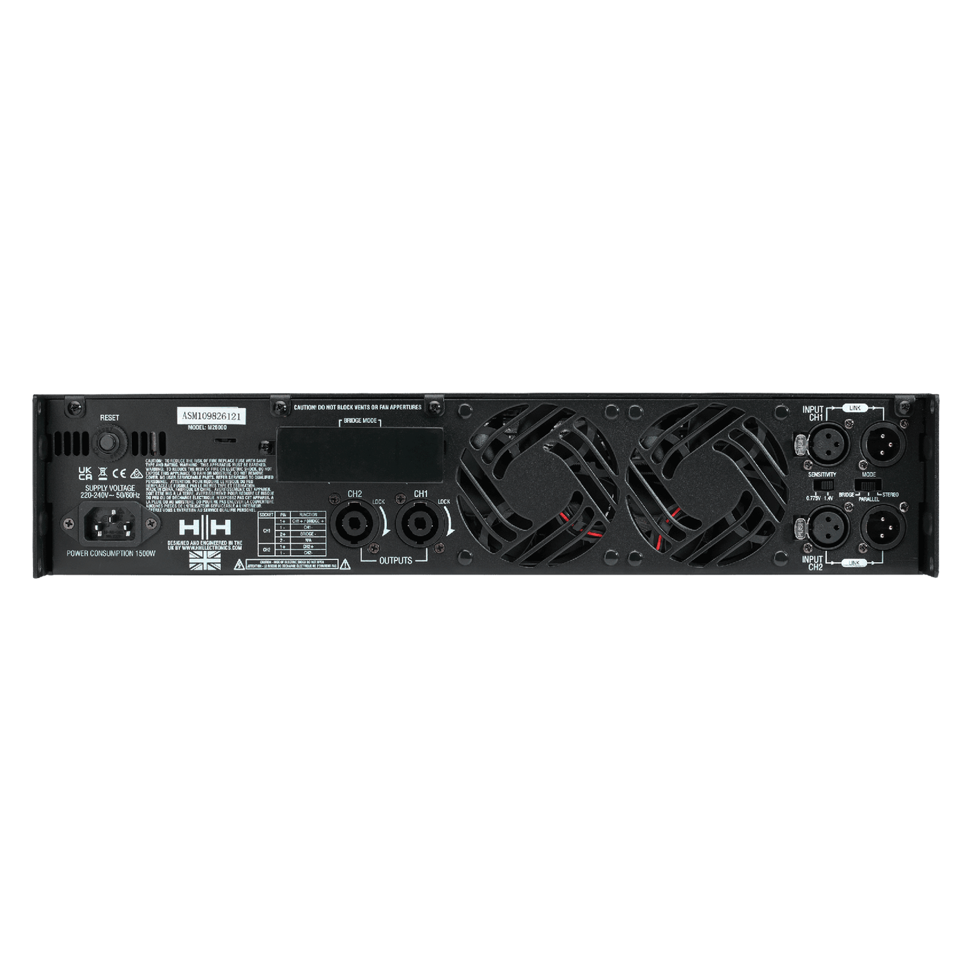 HH Audio M-2600D 2 x 2600W Stereo Power Amplifier 8