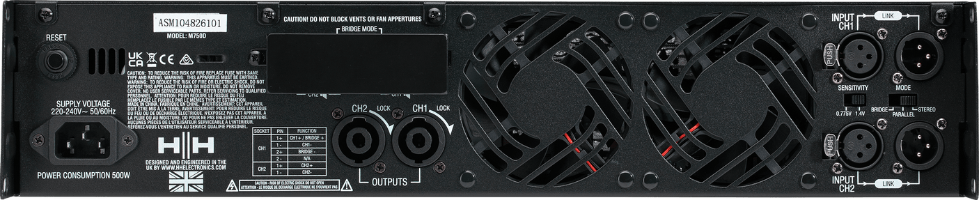 HH Audio M-750D 2 x 750W Stereo Power Amplifier 3