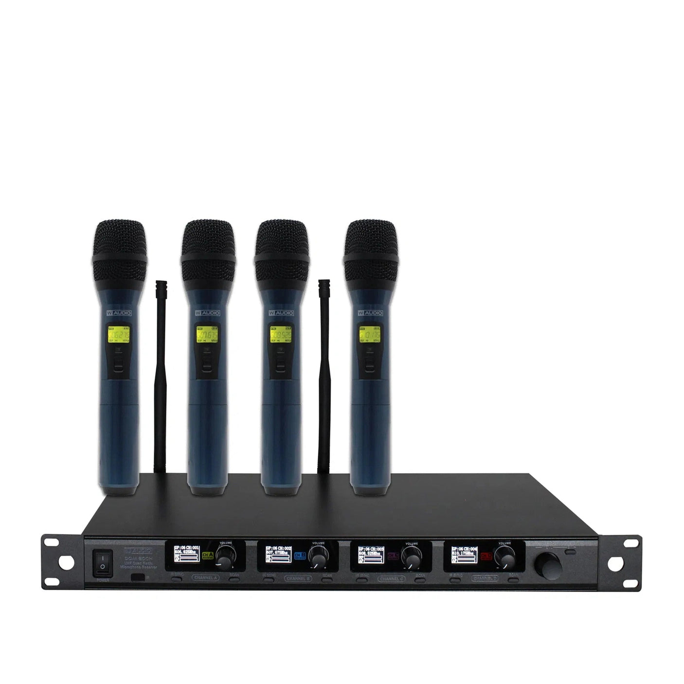 W Audio DQM 600H Quad Handheld Wireless Microphone System 606-614Mhz 1