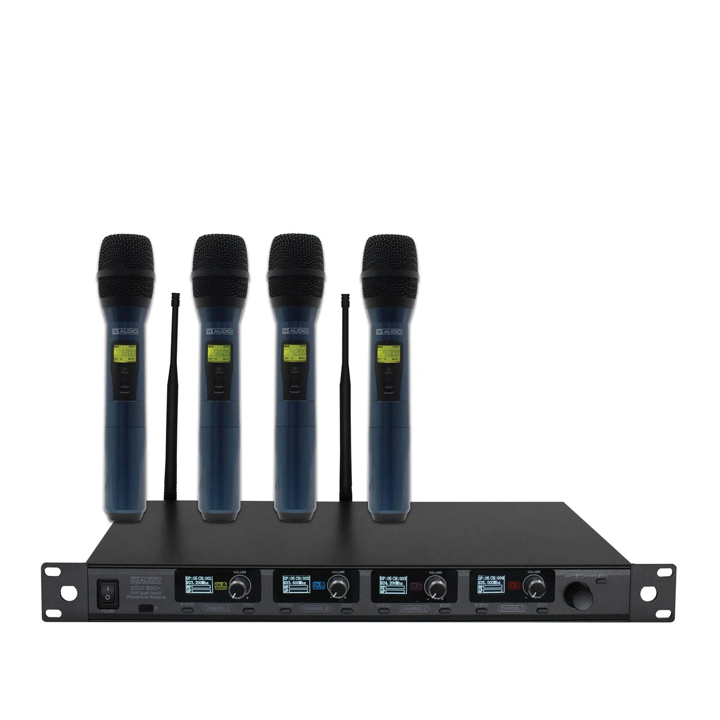 W Audio DQM 800H Quad Handheld Wireless Microphone System 823-865Mhz 1