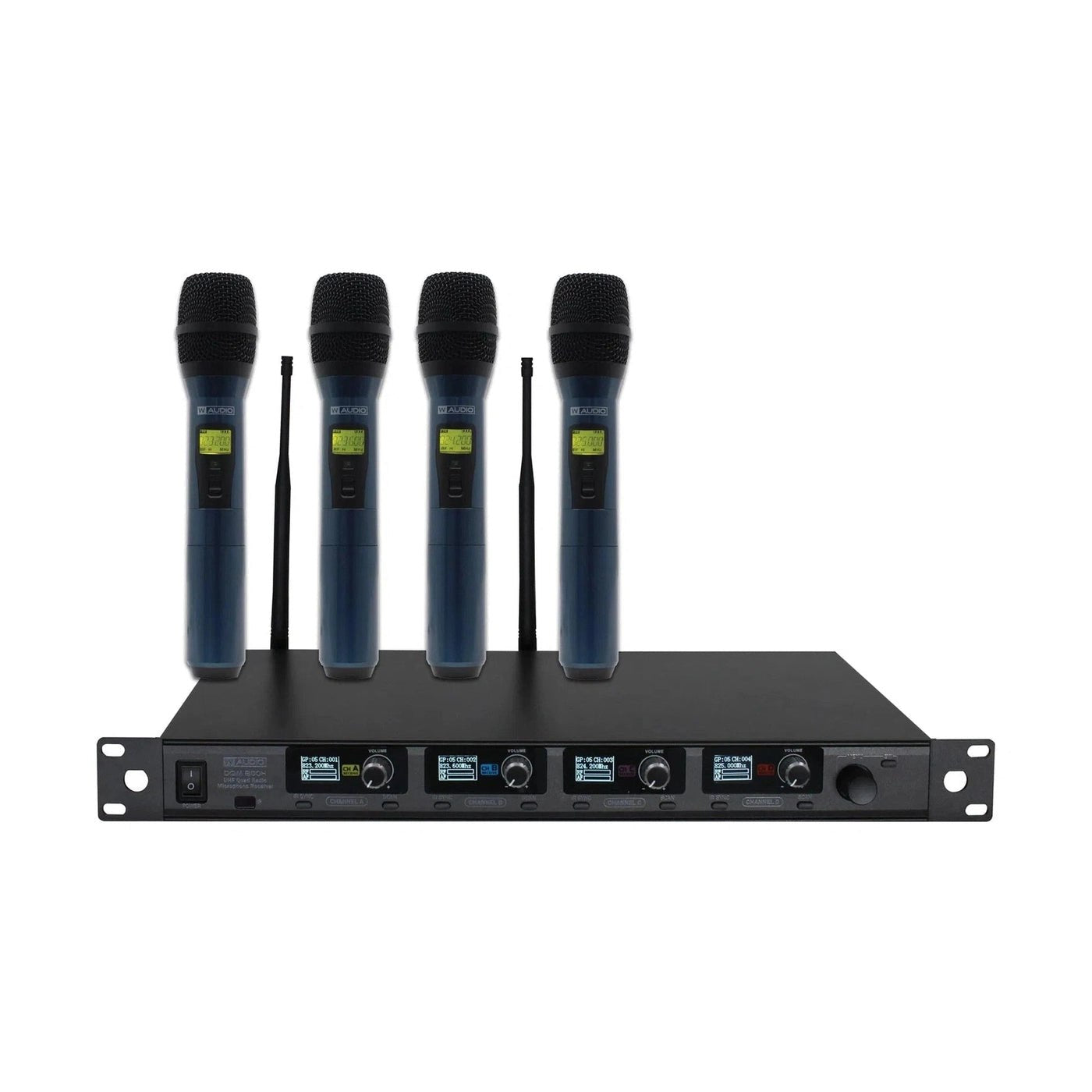 W Audio DQM 800H Quad Handheld Wireless Microphone System 823-865Mhz 1