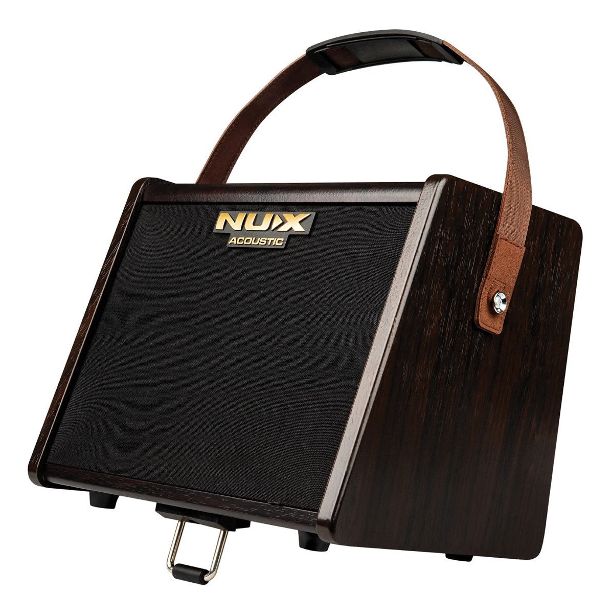NUX AC-25 Acoustic Amplifier - Front Angle with Handle and Base Kickstand Engaged