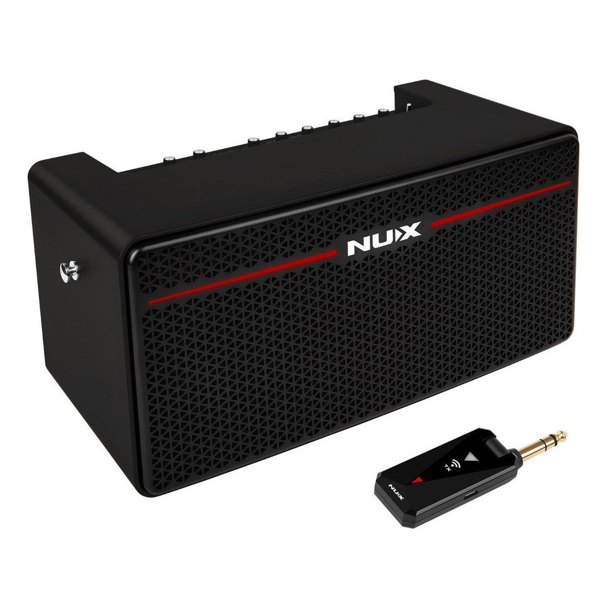 NUX Mighty Space Amplifier Front Side Angle View with Wireless Transmitter Unit