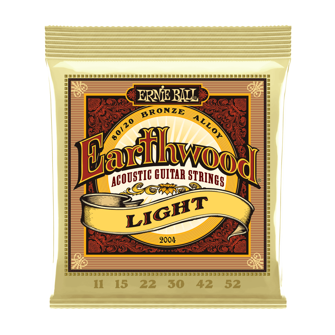 Ernie Ball P02004 Light Earthwood 80/20 Bronze Acoustic Guitar Strings .011 - .052 1