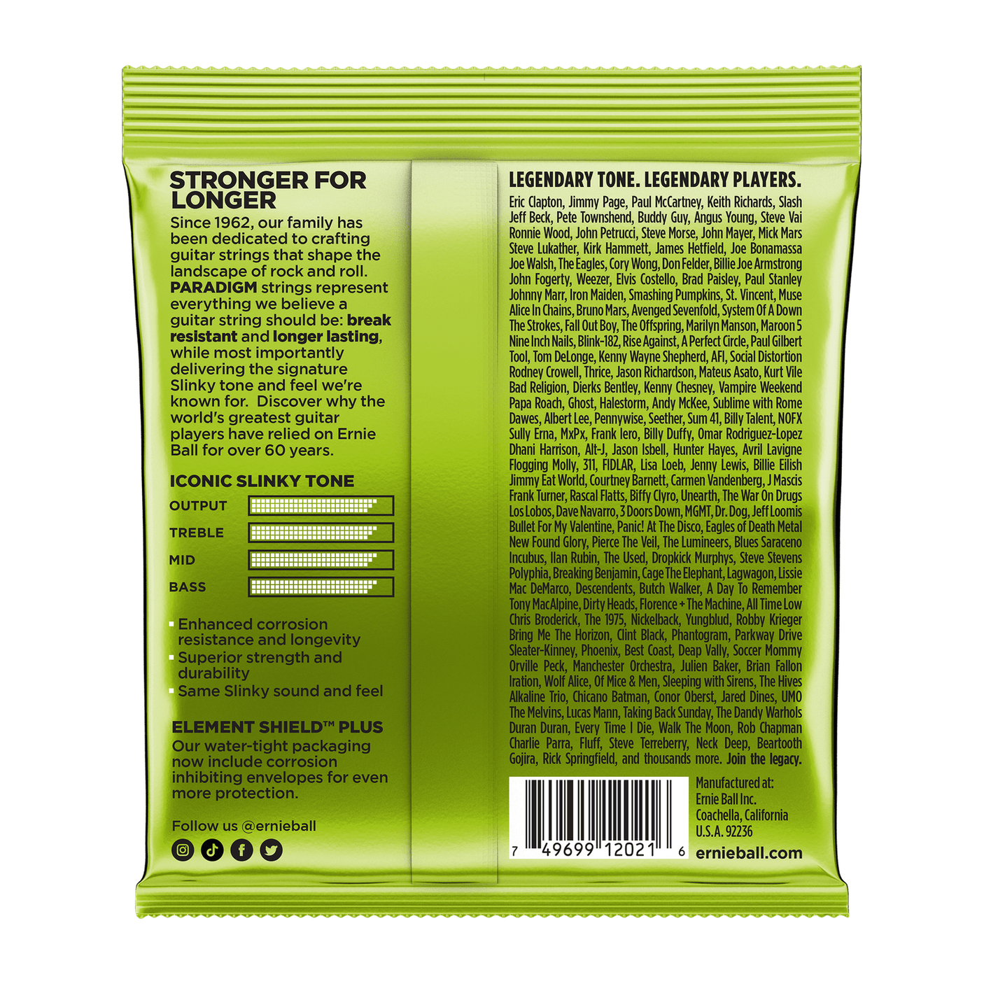 Ernie Ball Regular Slinky Paradigm Electric Guitar Strings .010 - .046 2