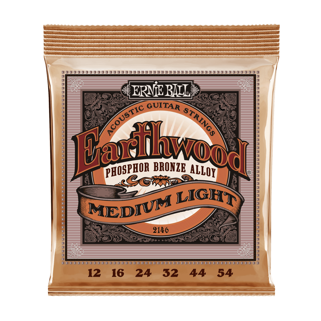 Ernie Ball Medium Light Earthwood Phosphor Bronze Acoustic Guitar Strings .012 - .054 1