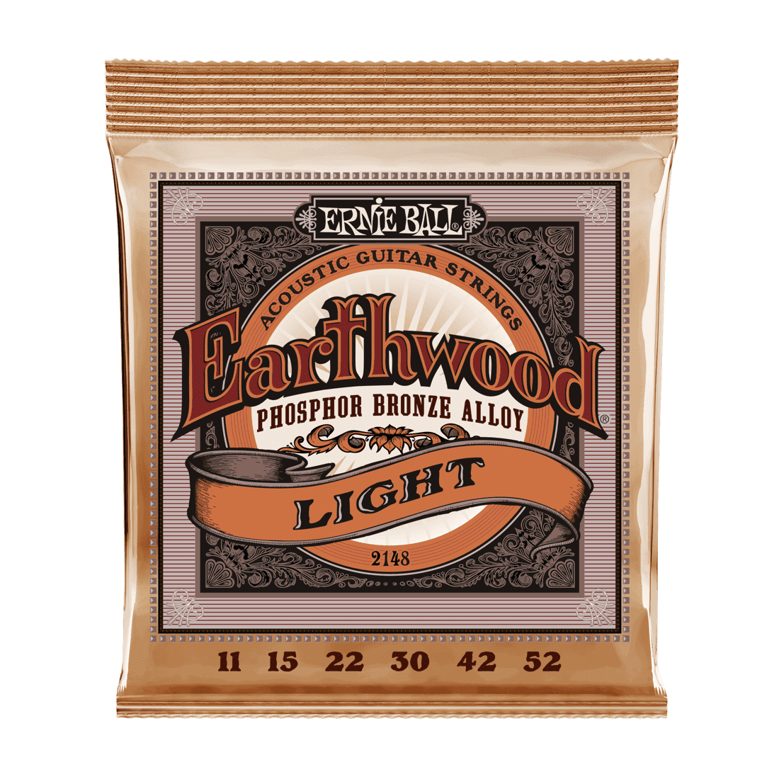 Ernie Ball Light Earthwood Phosphor Bronze Acoustic Guitar Strings .011 - .052 1