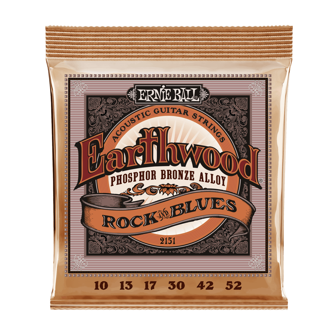 Ernie Ball 'Rock and Blues' Earthwood Phosphor Bronze Acoustic Guitar Strings .010 - .052 1