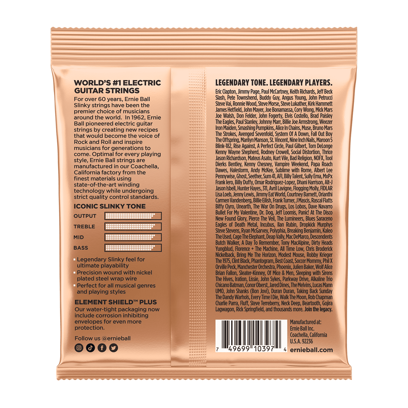 Ernie Ball Turbo Slinky Nickel Wound Electric Guitar Strings .0095 - .046 2