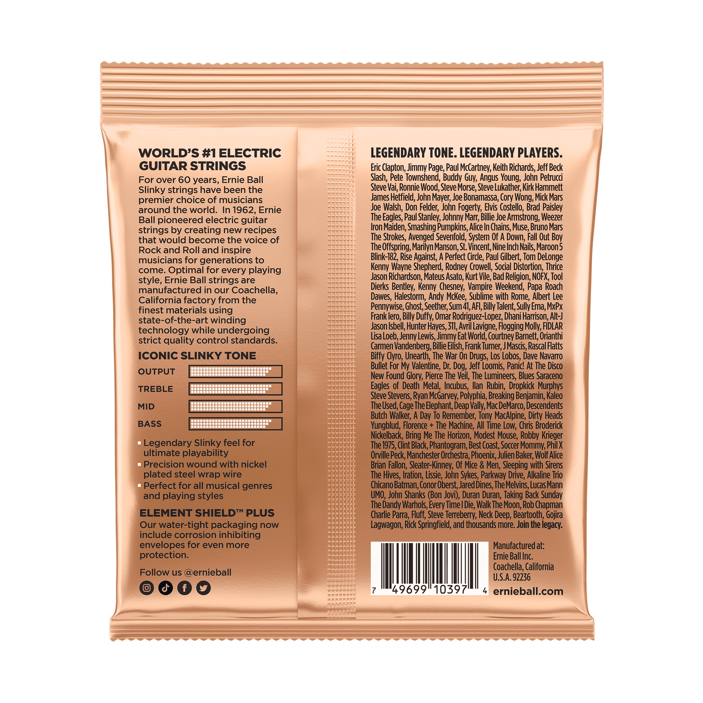 Ernie Ball Turbo Slinky Nickel Wound Electric Guitar Strings .0095 - .046 2