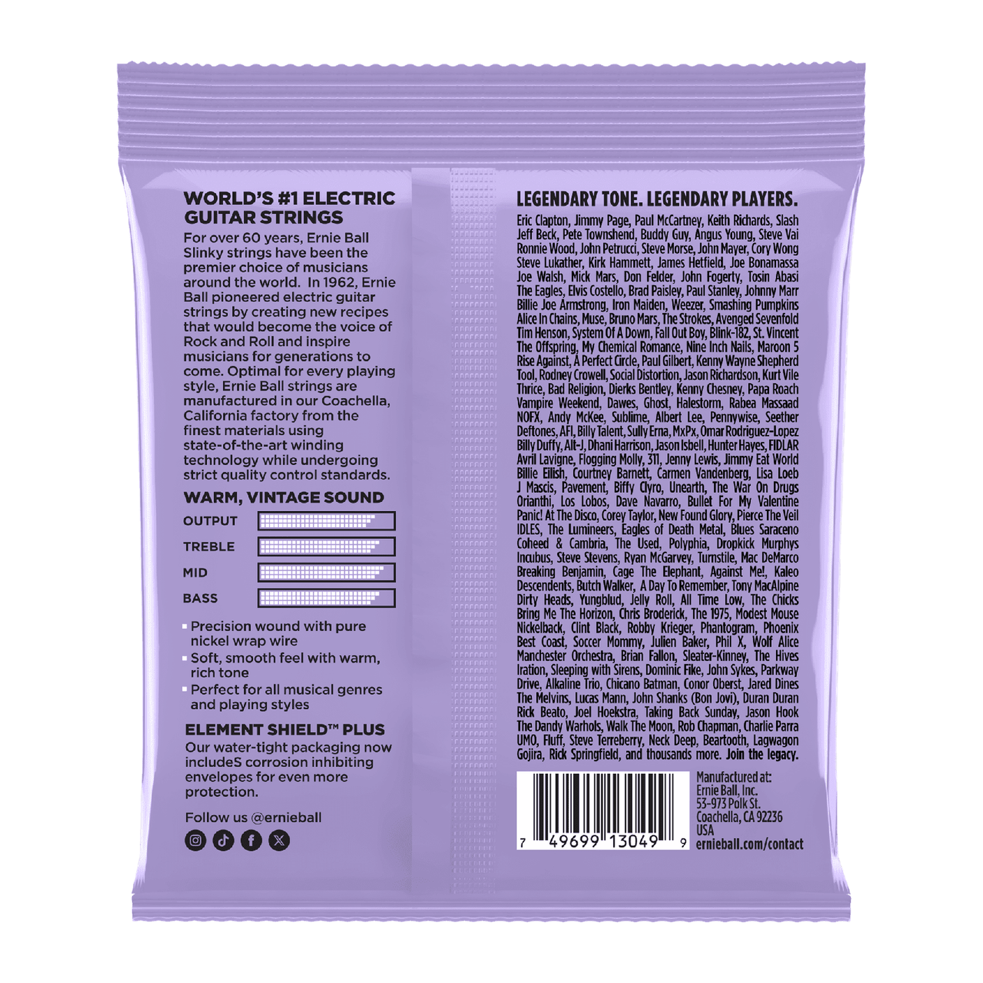 Ernie Ball Ultra Slinky Classic Rock N Roll Pure Nickel Electric Guitar Strings .010-.048 2