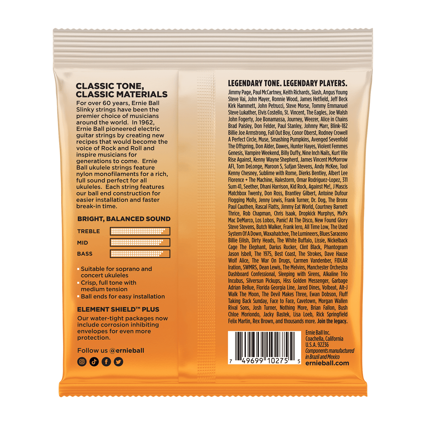 Ernie Ball Concert/Soprano Nylon Ball-End Clear Ukulele Strings .028-.040 2