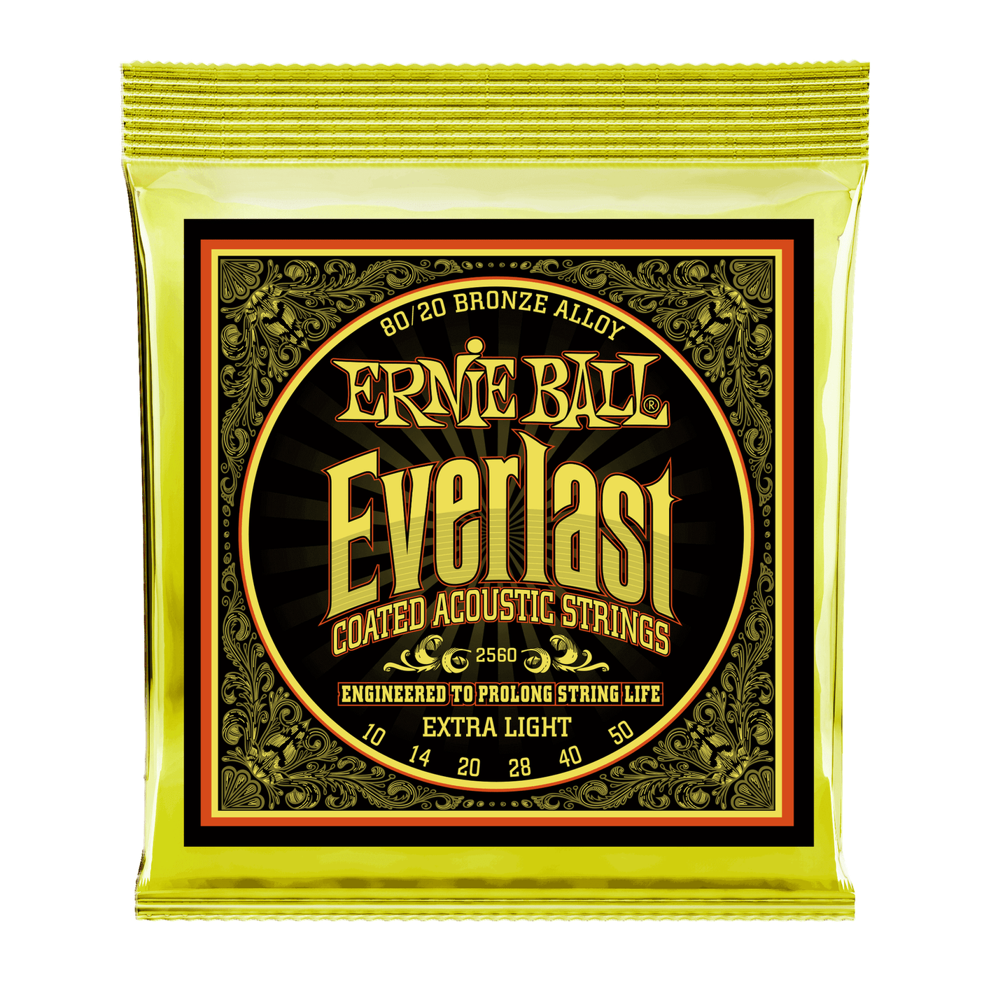 Ernie Ball Everlast Coated 80/20 Bronze Acoustic Guitar Strings 10-50 Gauge 1