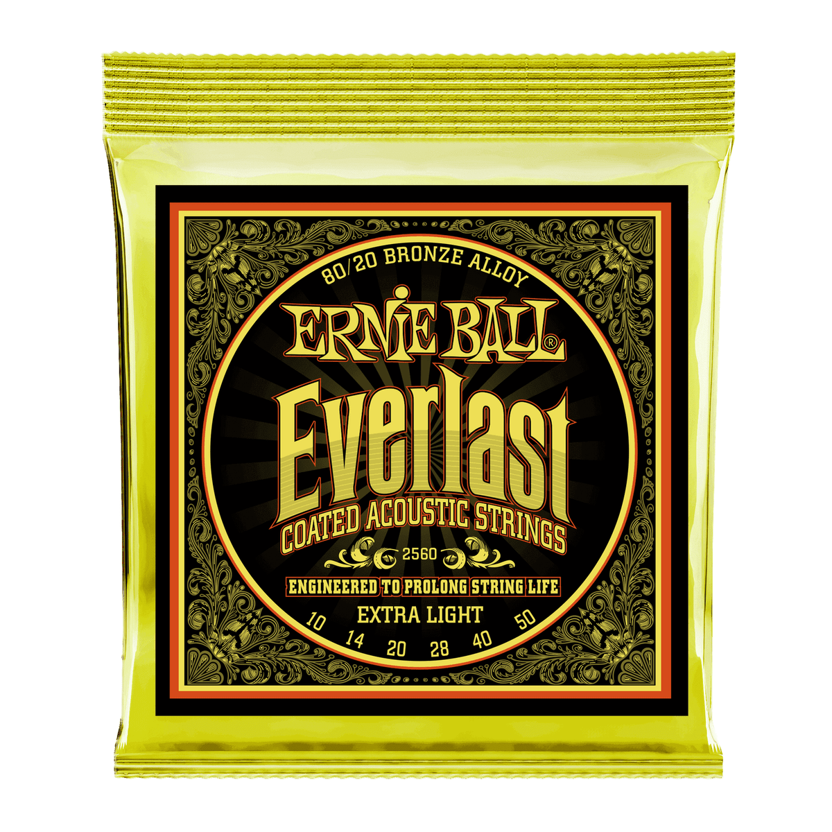 Ernie Ball Everlast Coated 80/20 Bronze Acoustic Guitar Strings 10-50 Gauge 1