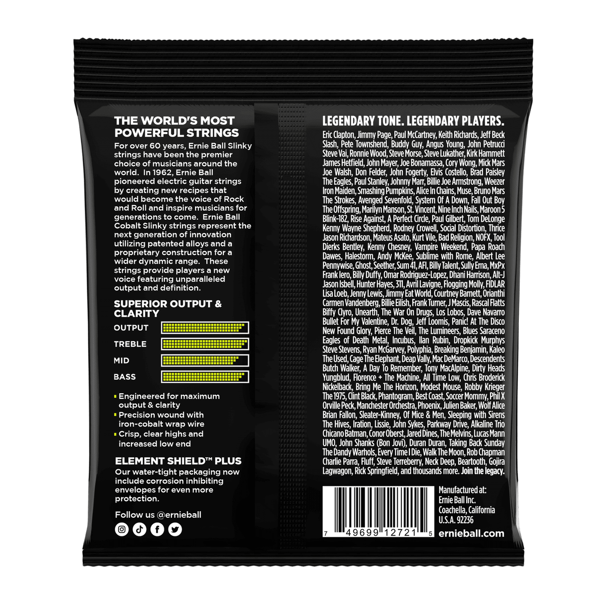 Ernie Ball Regular Slinky Cobalt Electric Guitar Strings .010 - .046 2