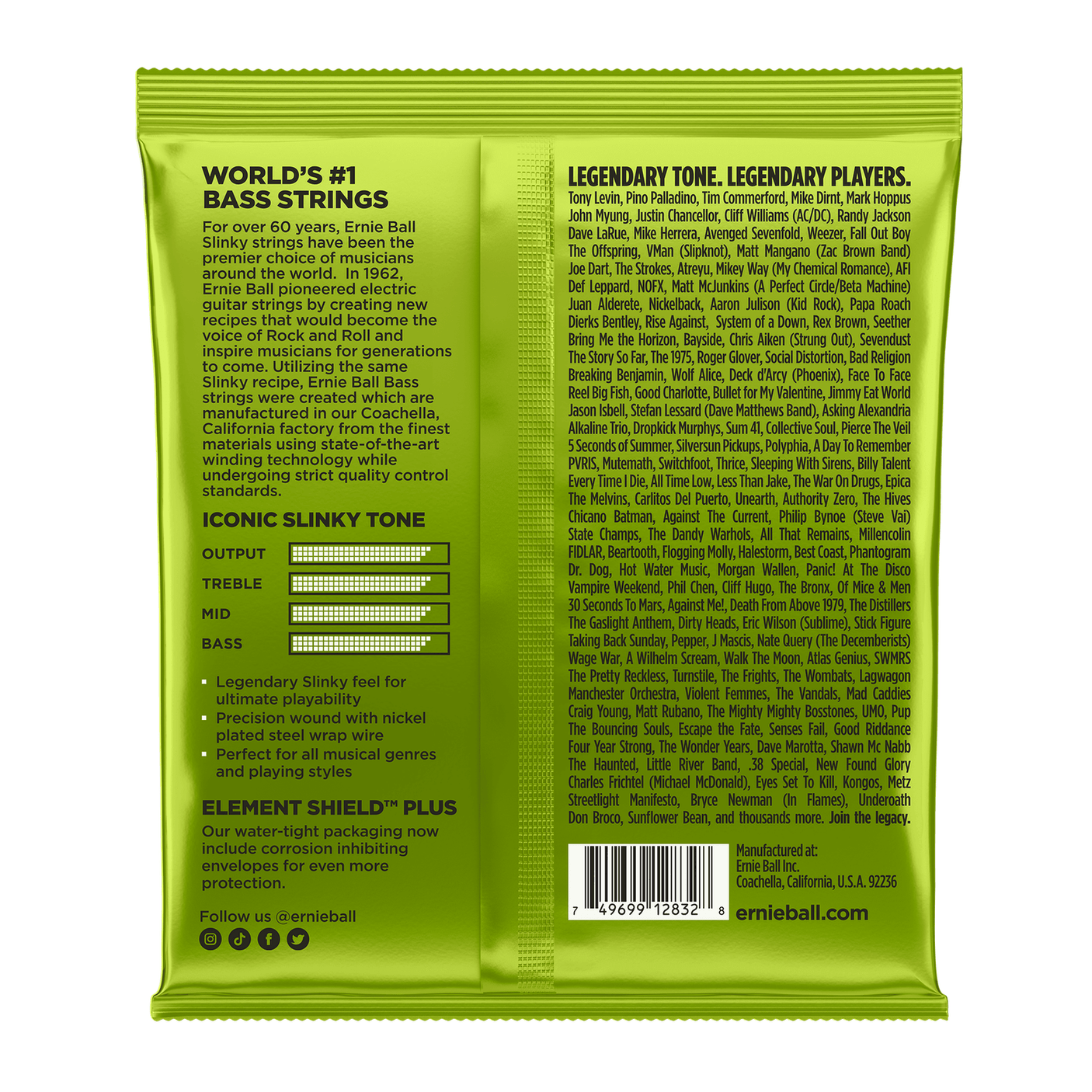 Ernie Ball Regular Slinky Nickel Wound Bass Guitar Strings .050 - .105 2