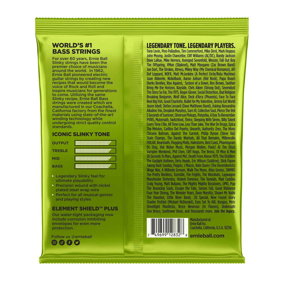 Ernie Ball Regular Slinky Nickel Wound Bass Guitar Strings .050 - .105 2
