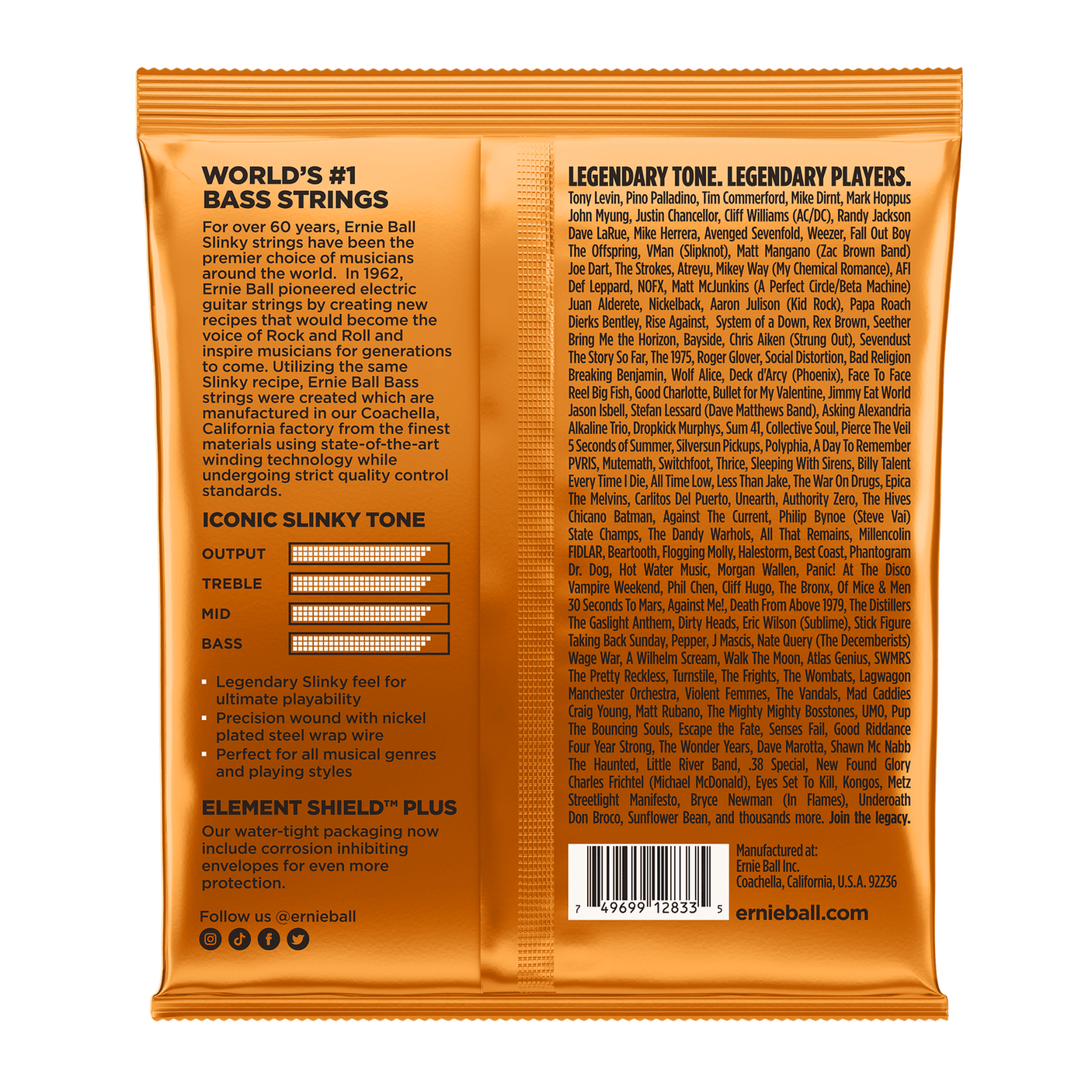 Ernie Ball Hybrid Slinky Nickel Wound Bass Guitar Strings .045 - .105 2