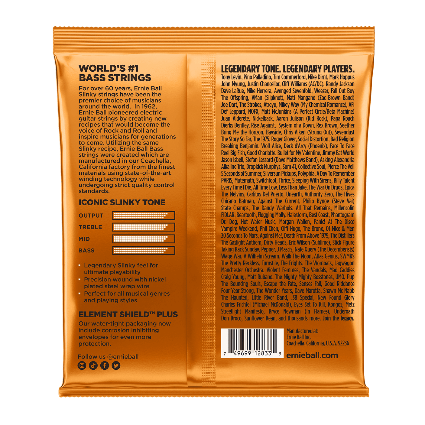 Ernie Ball Hybrid Slinky Nickel Wound Bass Guitar Strings .045 - .105 2