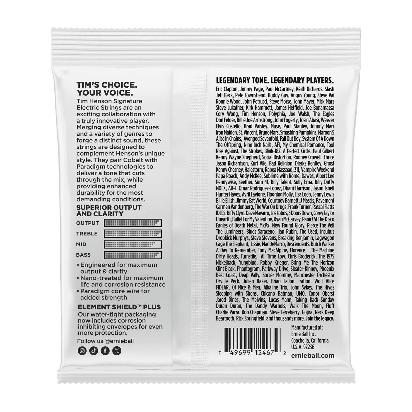 Ernie Ball Tim Henson Signature Electric Guitar Strings 9.5-46 2