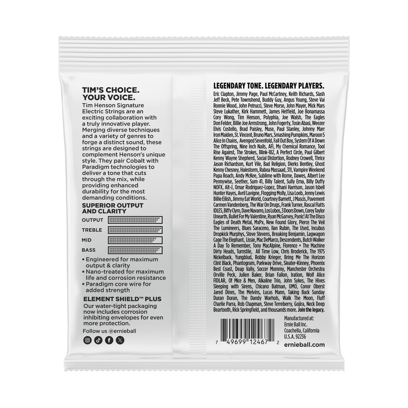 Ernie Ball Tim Henson Signature Electric Guitar Strings 9.5-46 2