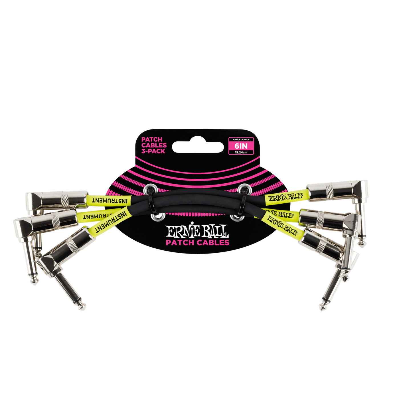 Ernie Ball Angled Patch Cable 3-Pack - Black 15cm / 6" 1