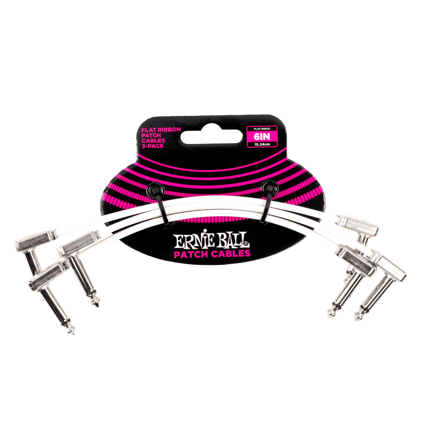 Ernie Ball Angled Patch Cable 3-Pack - White 15cm / 6" 1